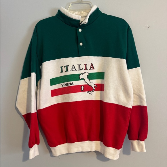 Vintage Italia Venezia Men's Sweatshirt- Green White and Red - Medium